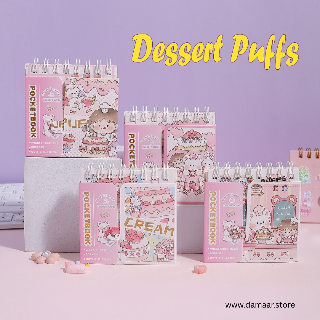 Dessert Puffs Mini Notebook | Pocket Size | Soft Colour | Beautiful Design | Thick Quality Paper