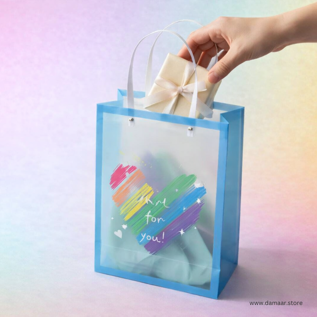 Rainbow Rush Tote Gift Bag | Set of 4 Tote Gift Bags | Colourful | Clear PVC Bag | Premium Look |