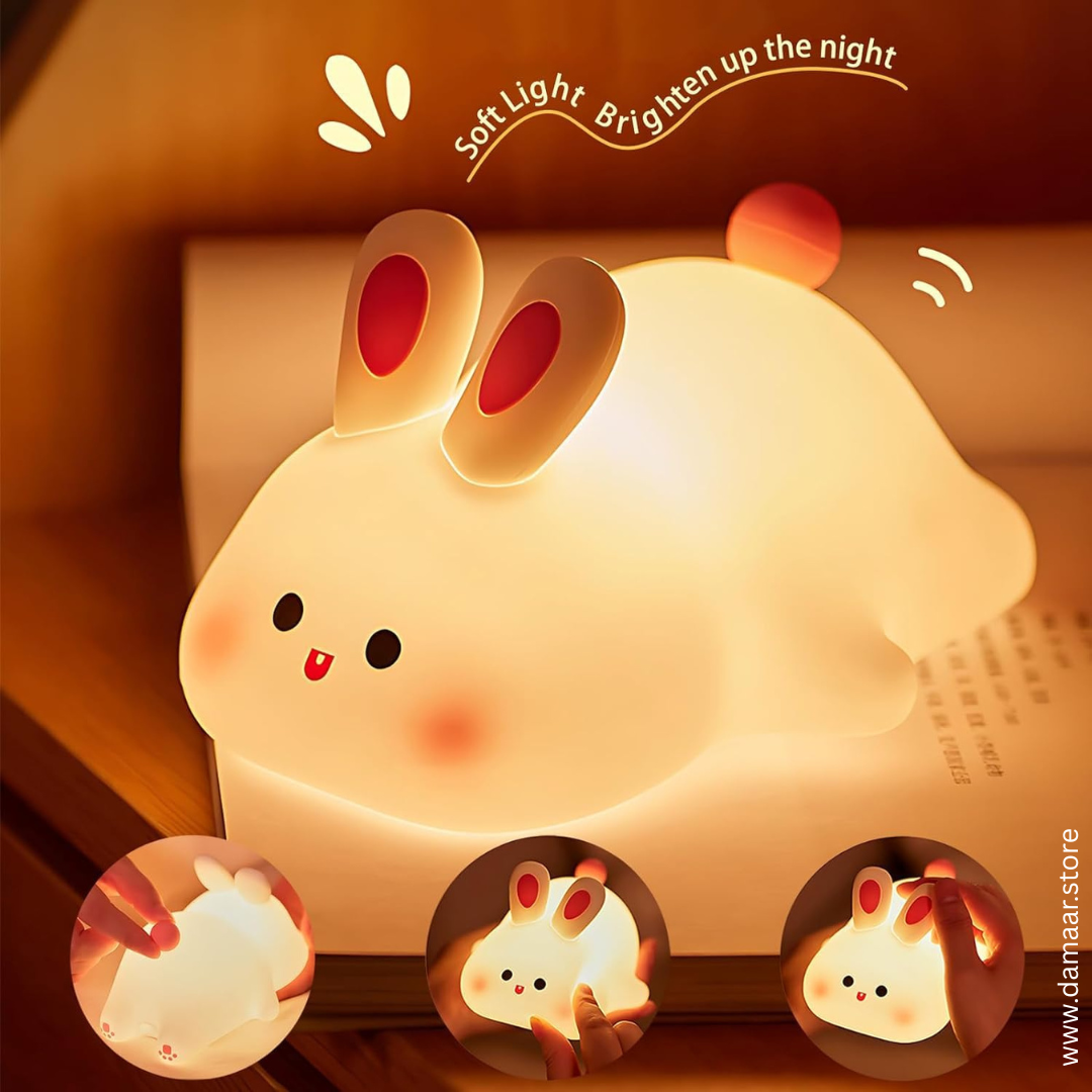 Bunny Rabbit Lamp | Soft Silicone | 3 Level Adjustable Brightness | Soft & Cuddly Feel | USB-C Rechargeable