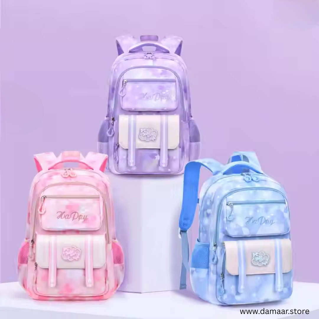 Happy Backpack | Large Size | Multiple Storage | Spacious | Light weight | Stylish and Fashion | For Girls