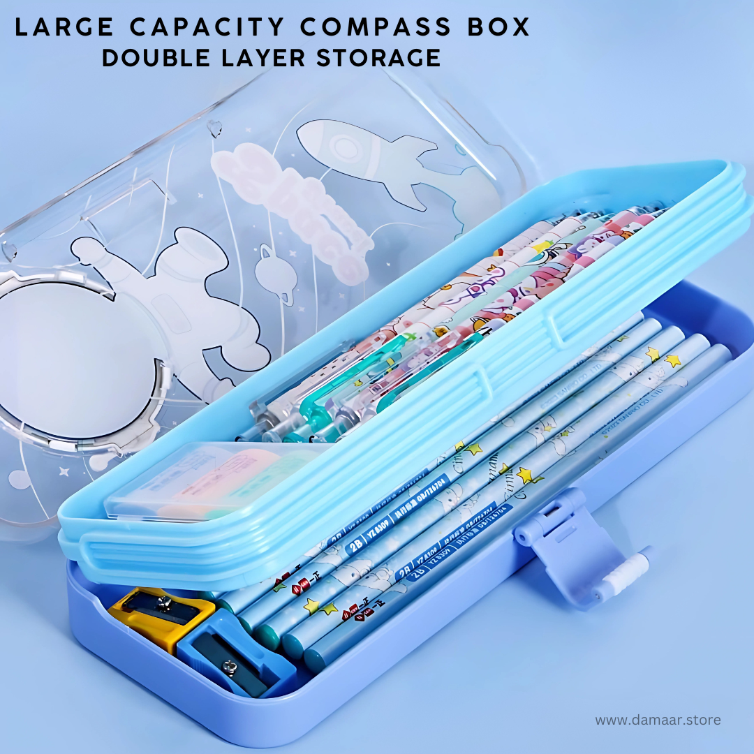 Space Pencilbox | Double Storage | Large Capacity | Attractive Colour Pencil Case
