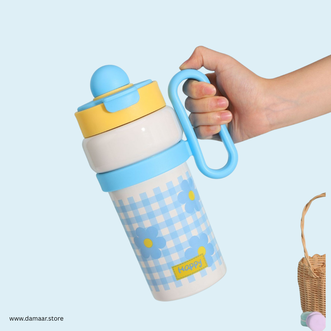 Happy Tumbler | 900 ML Large Capacity | Premium Stainless Steel | Comfort Grip Handle | Leak Proof | Stylish