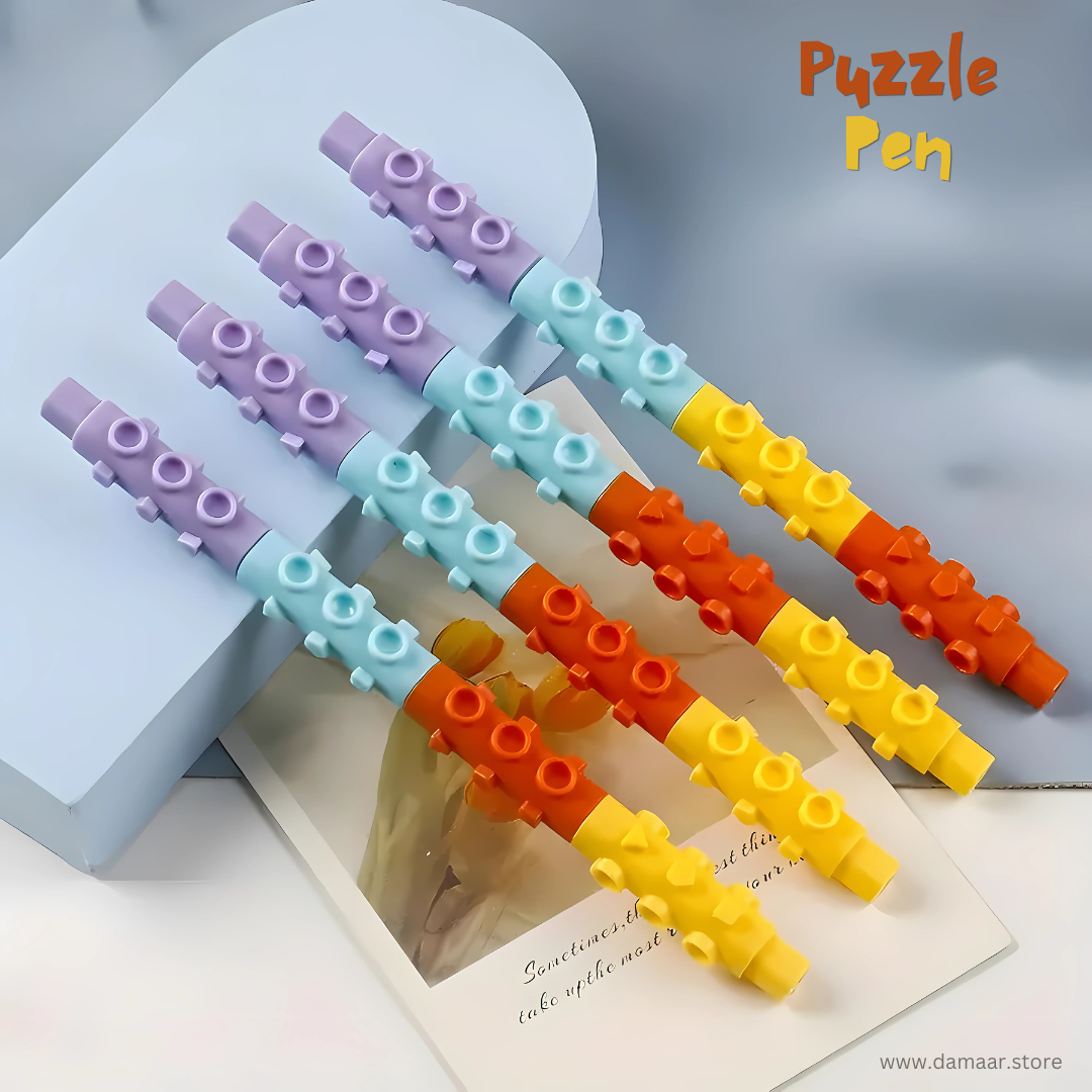Puzzle Block Pen | Blue Ink | Gel Pen | Available in set of 4