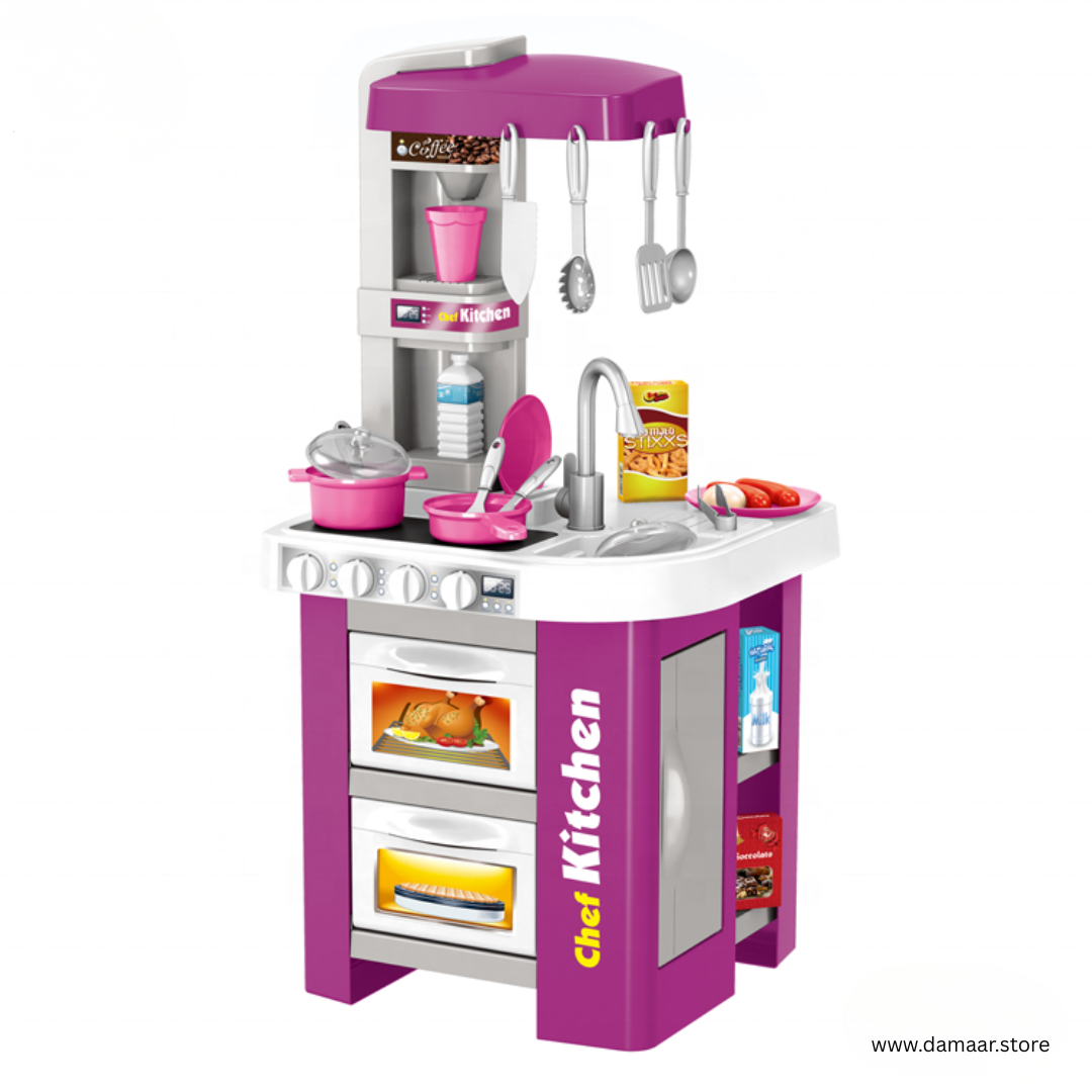 Little Chef Kitchen Play Set | With Light and Music | Wide Storage | Attractive Tableware | Kids Aged 3+