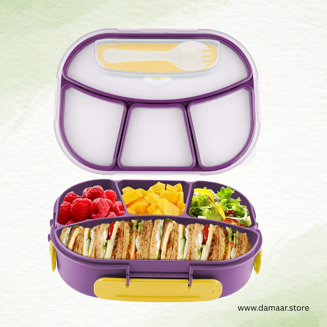 4 Compartment Lunch Box | Large Capacity 1800ML | Bento Box | Style and Design | Kids & Adult