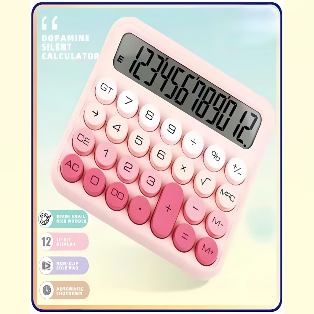 Dopamine Silent Calculator | 12 Bit Large Display | Colourful and Lightweight | for Home, School and Office