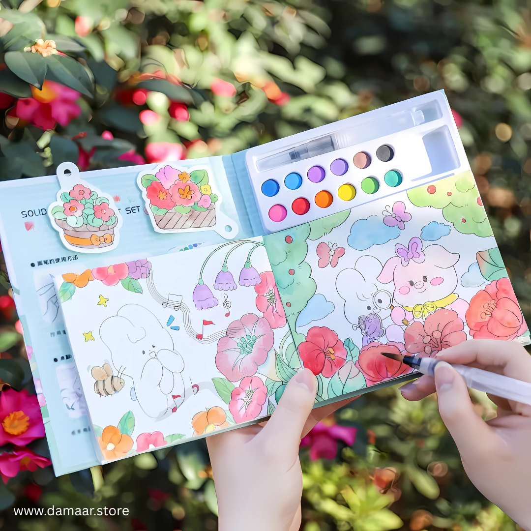 Watercolour Colouring Book | Painting Art | Premium Thick Quality Doodle Paper | Shiny Grainy Texture