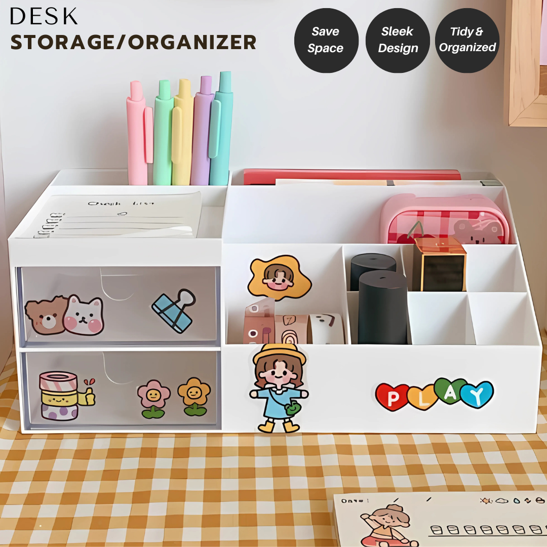 Sleek Desk Organizer | Multipurpose Storage Box | Save Space | Home or Office Use