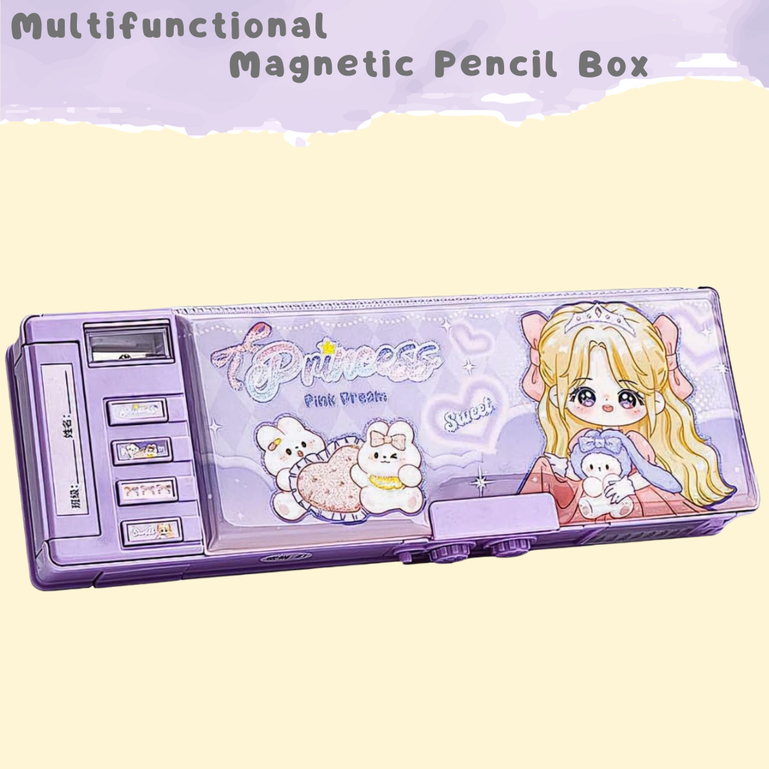 MultiFunctional Magnetic Pencil Box | Dual Side Compartment | Large Capacity for Pencil and Stationery | Ideal for Kids Aged 7+