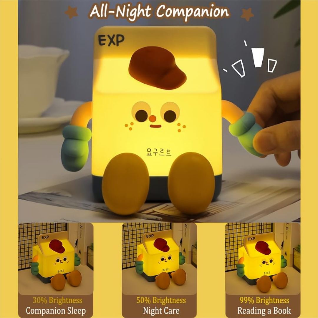Milk Carton Lamp | Night Light Silicone | Adjustable Brightness Lamp | USB-C Rechargeable