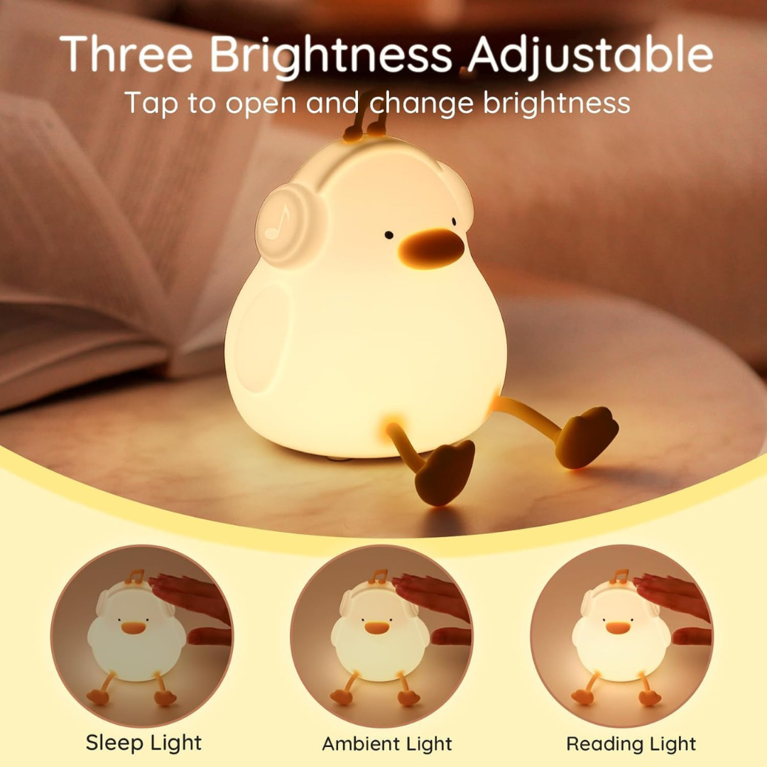 Glow Duck Lamp | Double The Fun | Night Lamp & Smartphone Holder | 3 Level Brightness | Soft & Cuddly Feel | USB-C Rechargeable