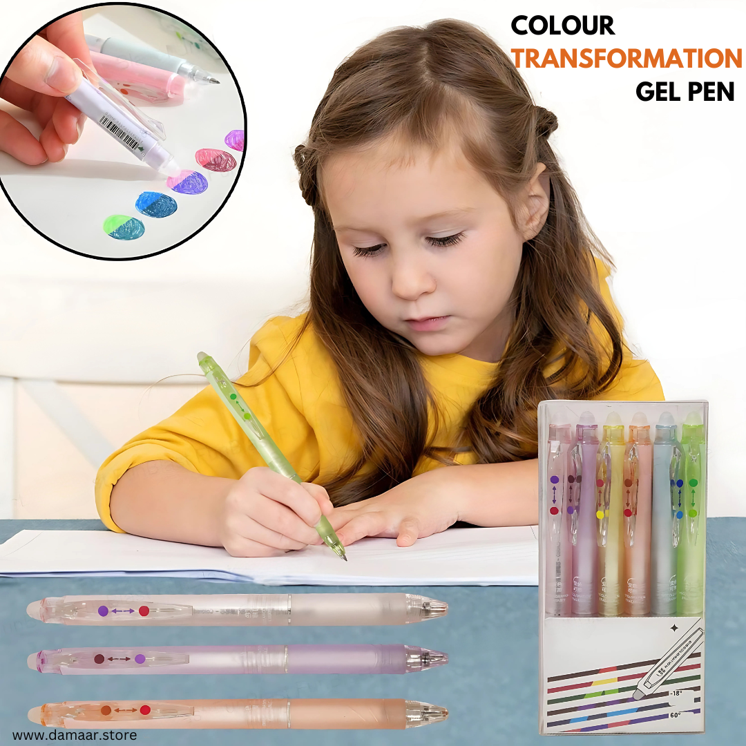 Colour Transformation Pen | Erasable Gel Pen | Pack of 6 Colours | Smooth Gel Pen