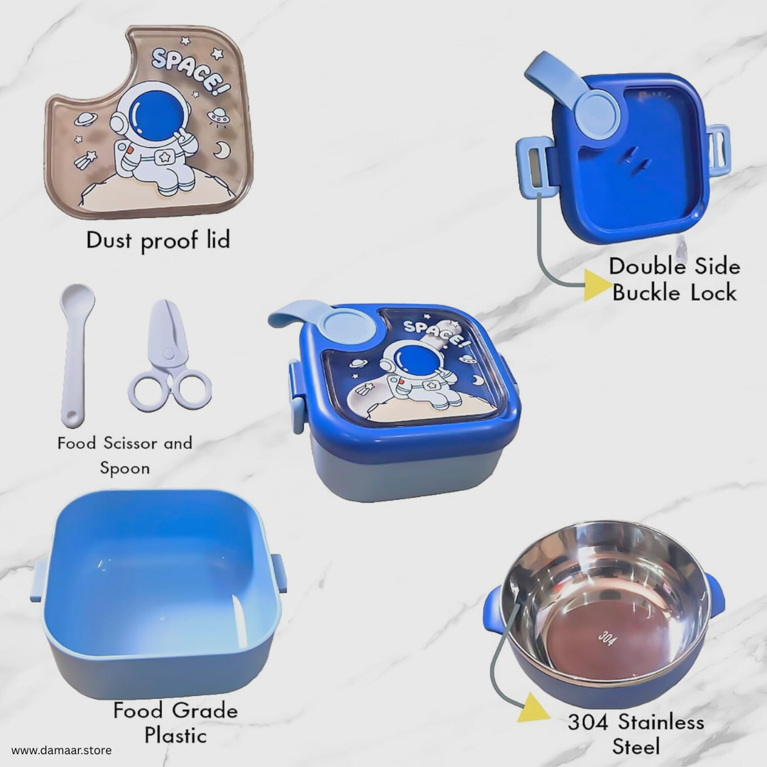 Teeny Tiny Lunch Box | Premium Stainless Steel | With Scissor and Spoon | Food Grade