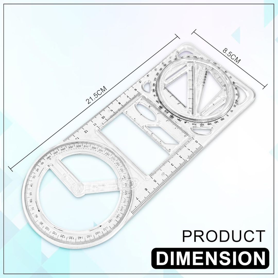 Multifunctional Geometric Ruler | Student Friendly | 360 Degree Rotating | Creative Math Drawing