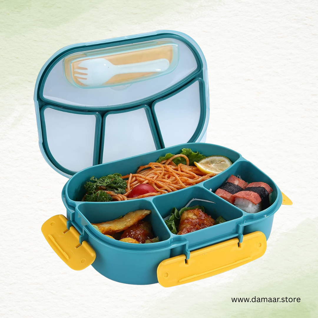 4 Compartment Lunch Box | Large Capacity 1800ML | Bento Box | Style and Design | Kids & Adult