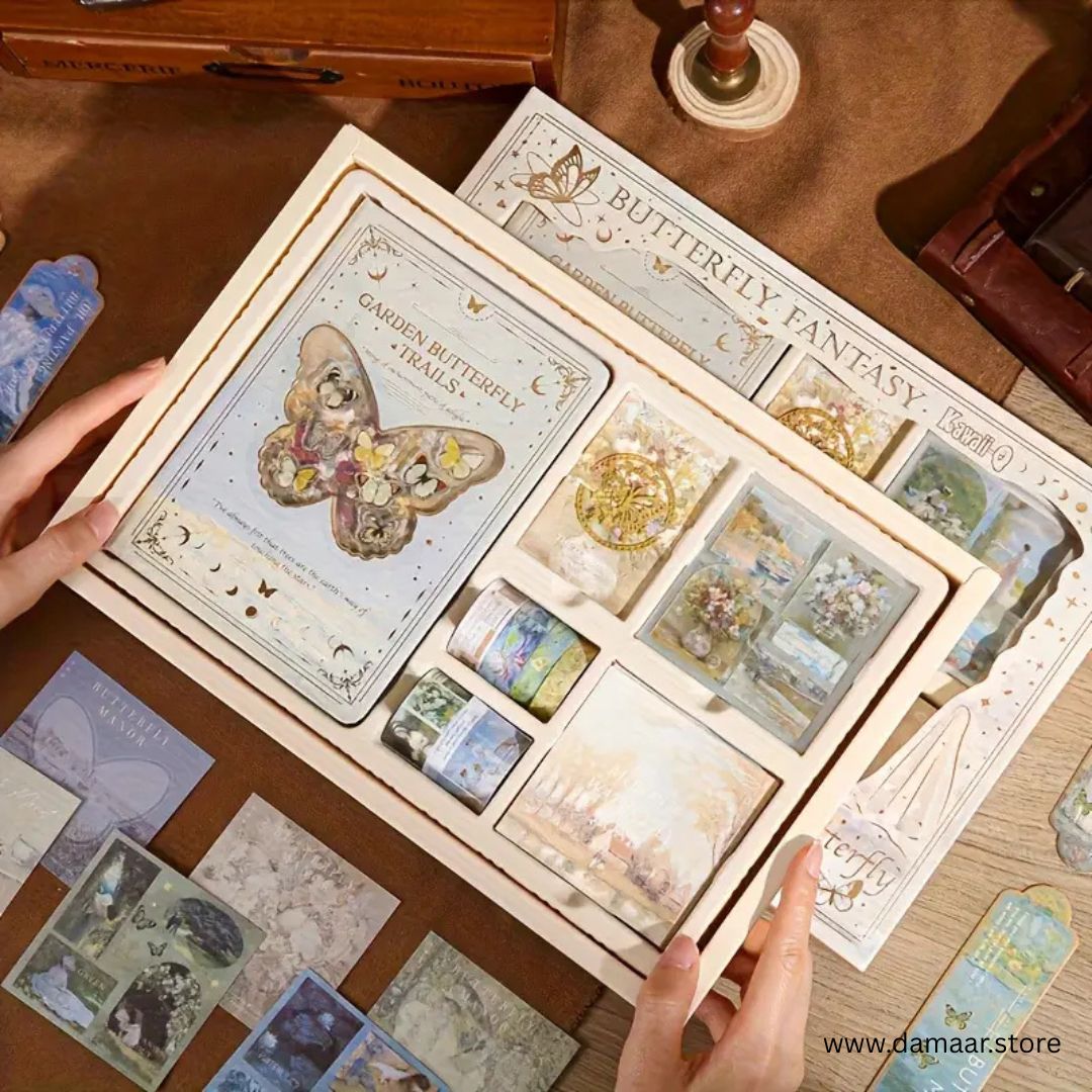 Garden Butterfly Journal Notebook | All in One Journaling Solution | Include Notebook, Sticker, Washi Tape and More | Beautiful Design