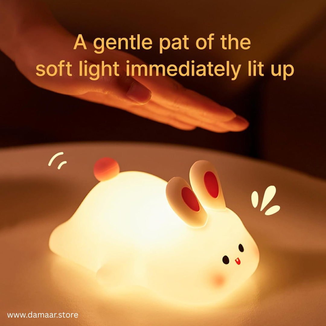 Bunny Rabbit Lamp | Soft Silicone | 3 Level Adjustable Brightness | Soft & Cuddly Feel | USB-C Rechargeable