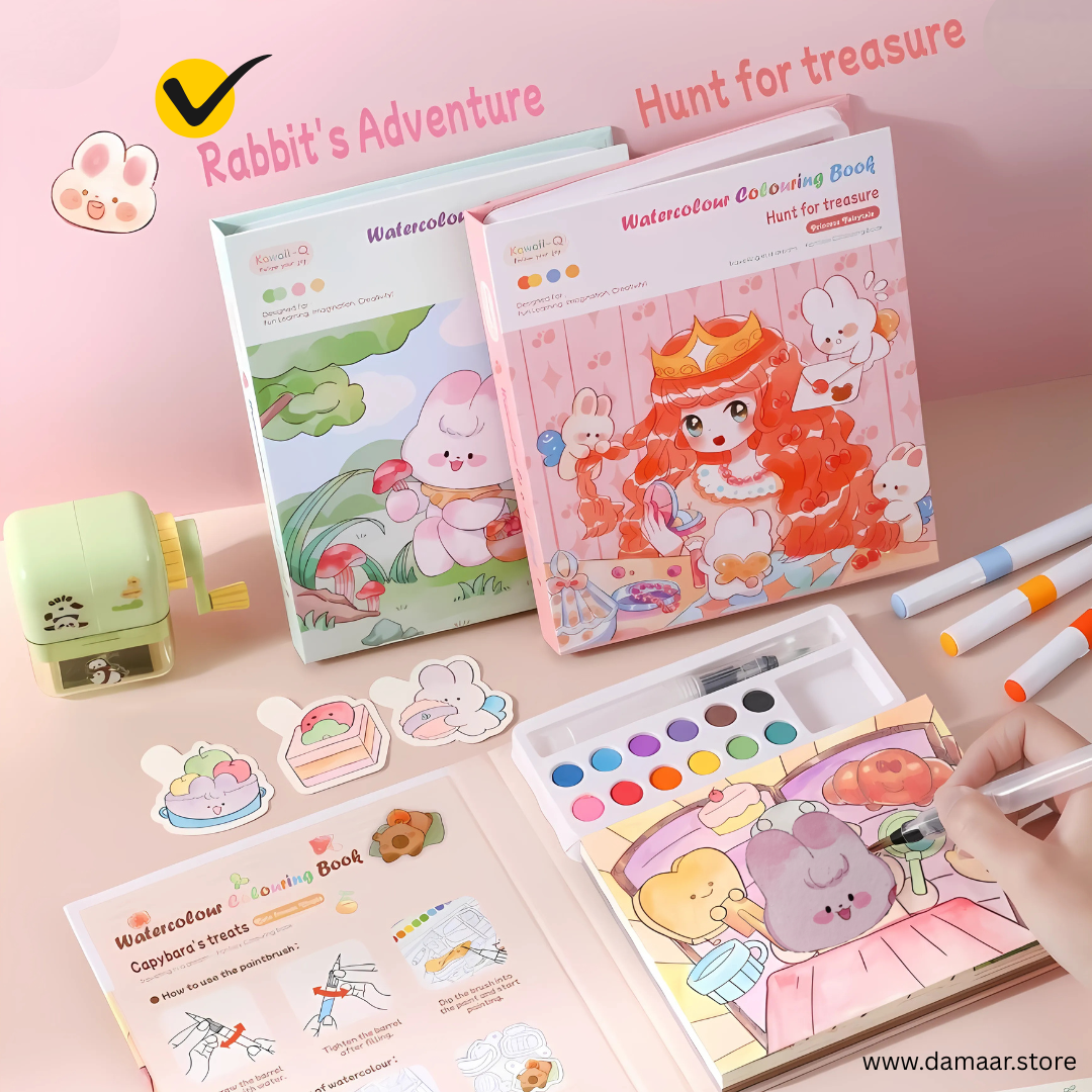 Watercolour Colouring Book | Painting Art | Premium Thick Quality Doodle Paper | Shiny Grainy Texture