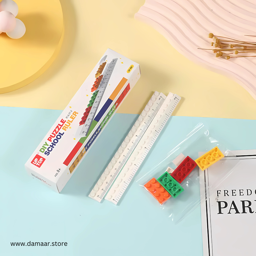Lego DIY Ruler | 15 cm length | Educational Gift | Colourful Scale | Spark Imagination | Available in a set of 2