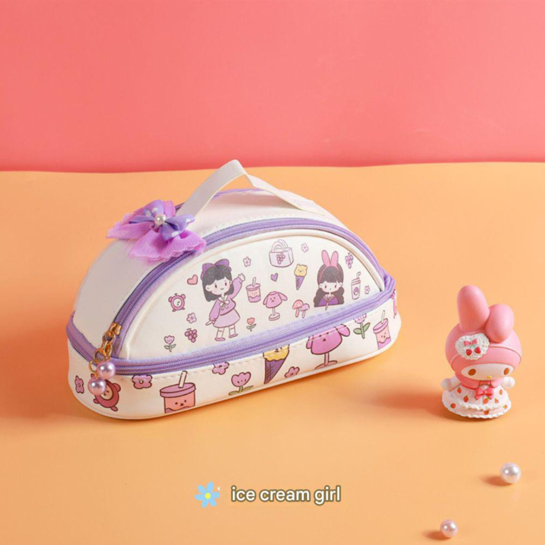 Pretty Pouch | Large Capacity | Cute Stationery Organiser | For Girls, Teens and Students