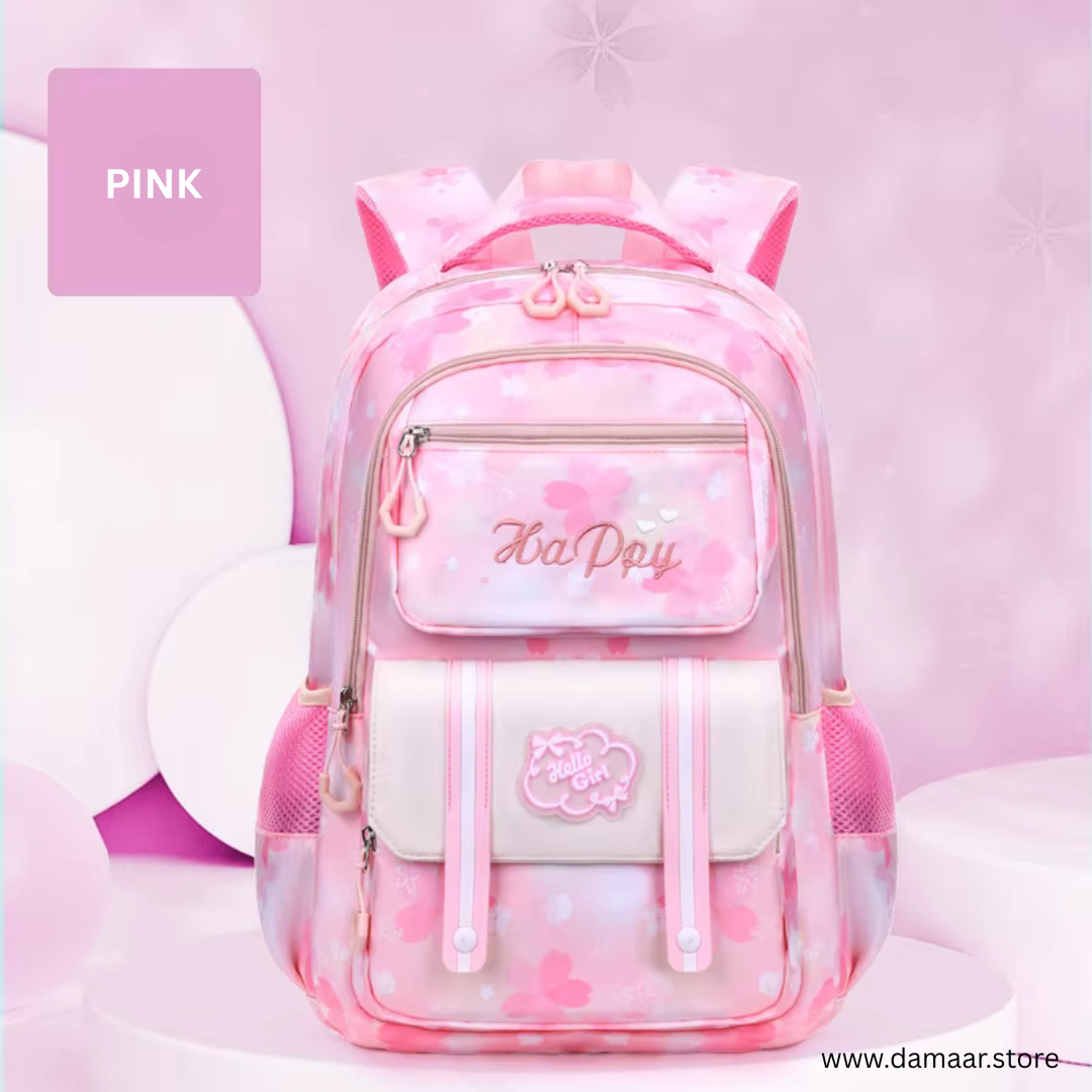Happy Backpack | Large Size | Multiple Storage | Spacious | Light weight | Stylish and Fashion | For Girls