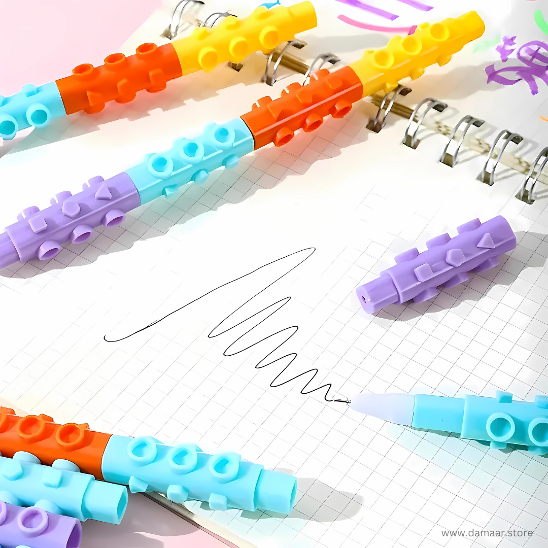 Puzzle Block Pen | Blue Ink | Gel Pen | Available in set of 4