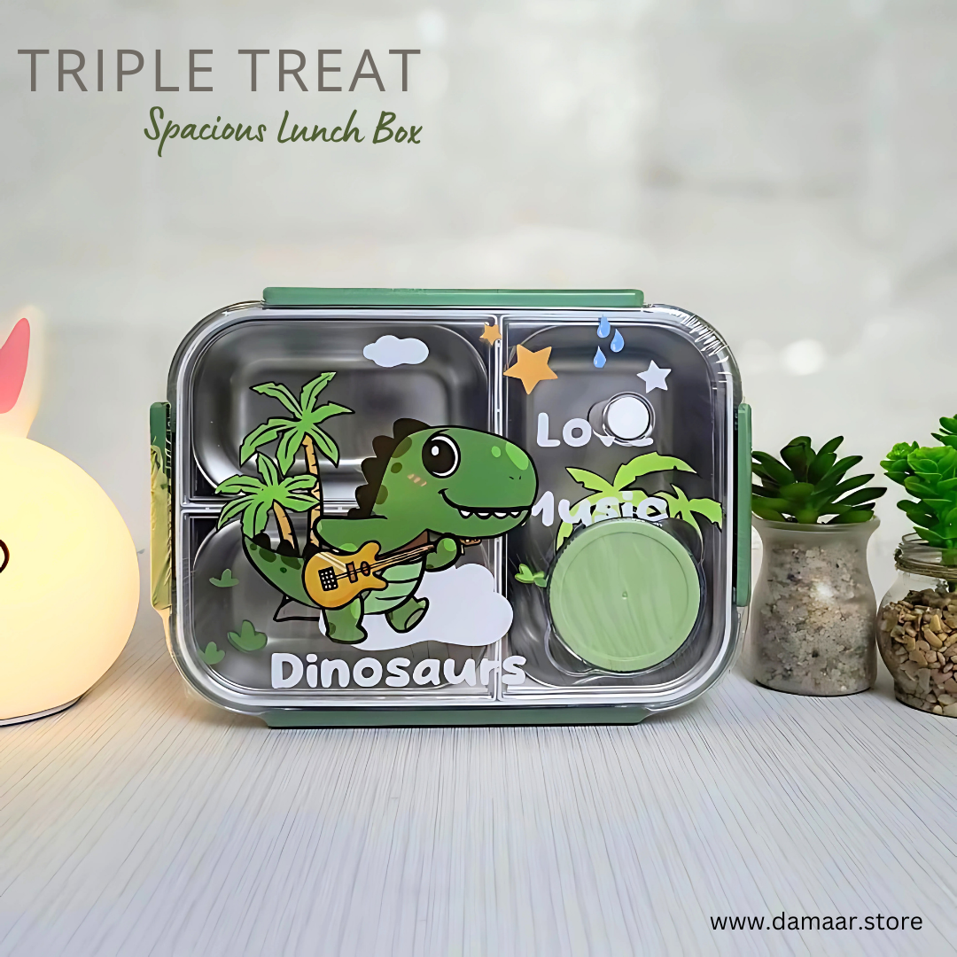 Triple Treat Lunch Box | High-Grade Stainless Steel Tiffin | Durable & Spacious | Leak Proof