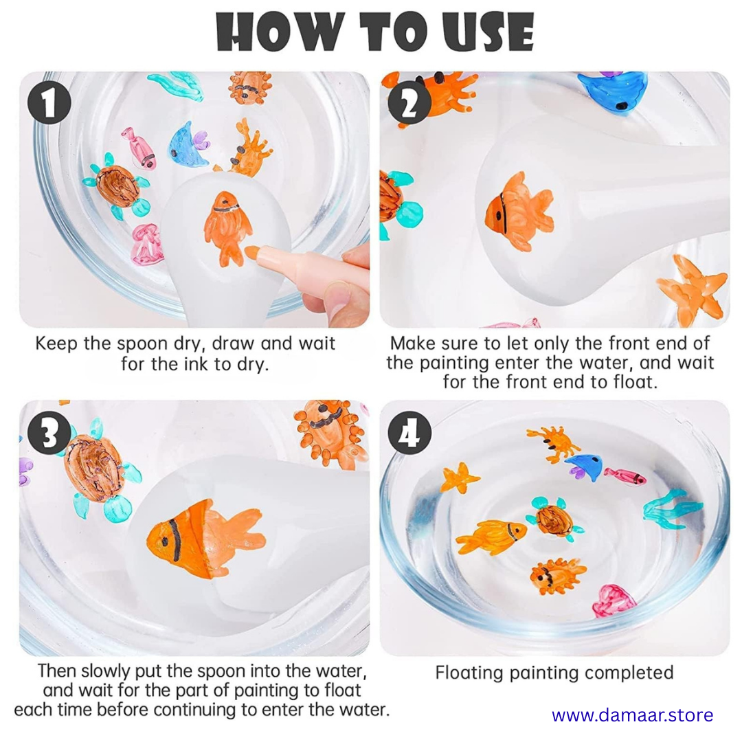 Floating Pen | Water Painting Set | 8 Attractive Colors | Painting & Craftsmanship
