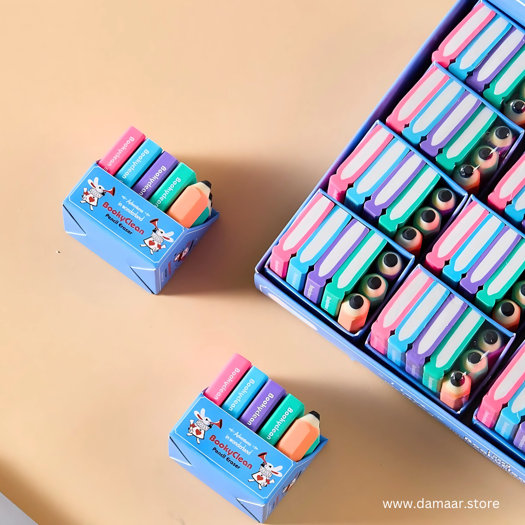 BookyClean Eraser | 7 pcs Pack | Multi colour | Clean with Ease