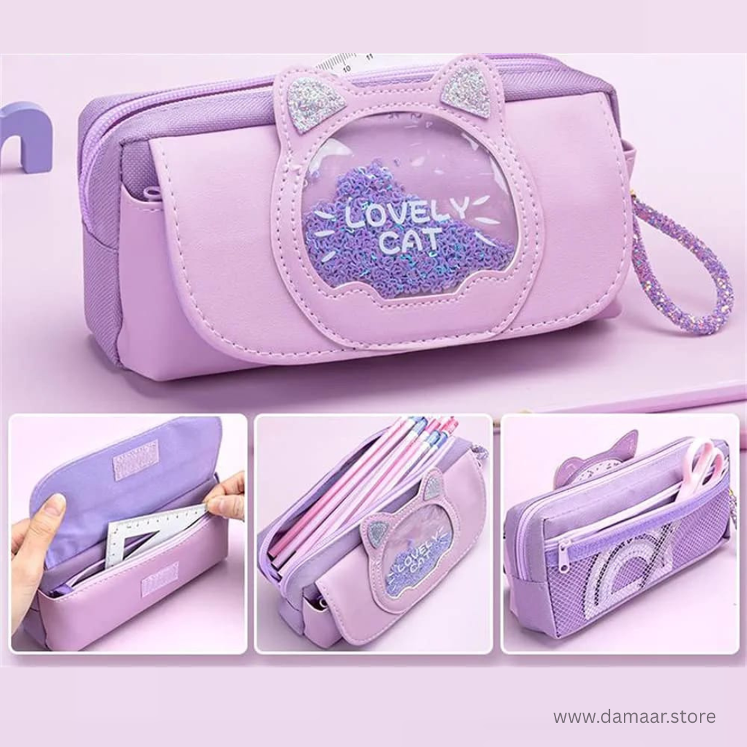 Lovely Cat Pencil Pouch | Stationery Organiser | Cute and Spacious | Stylish