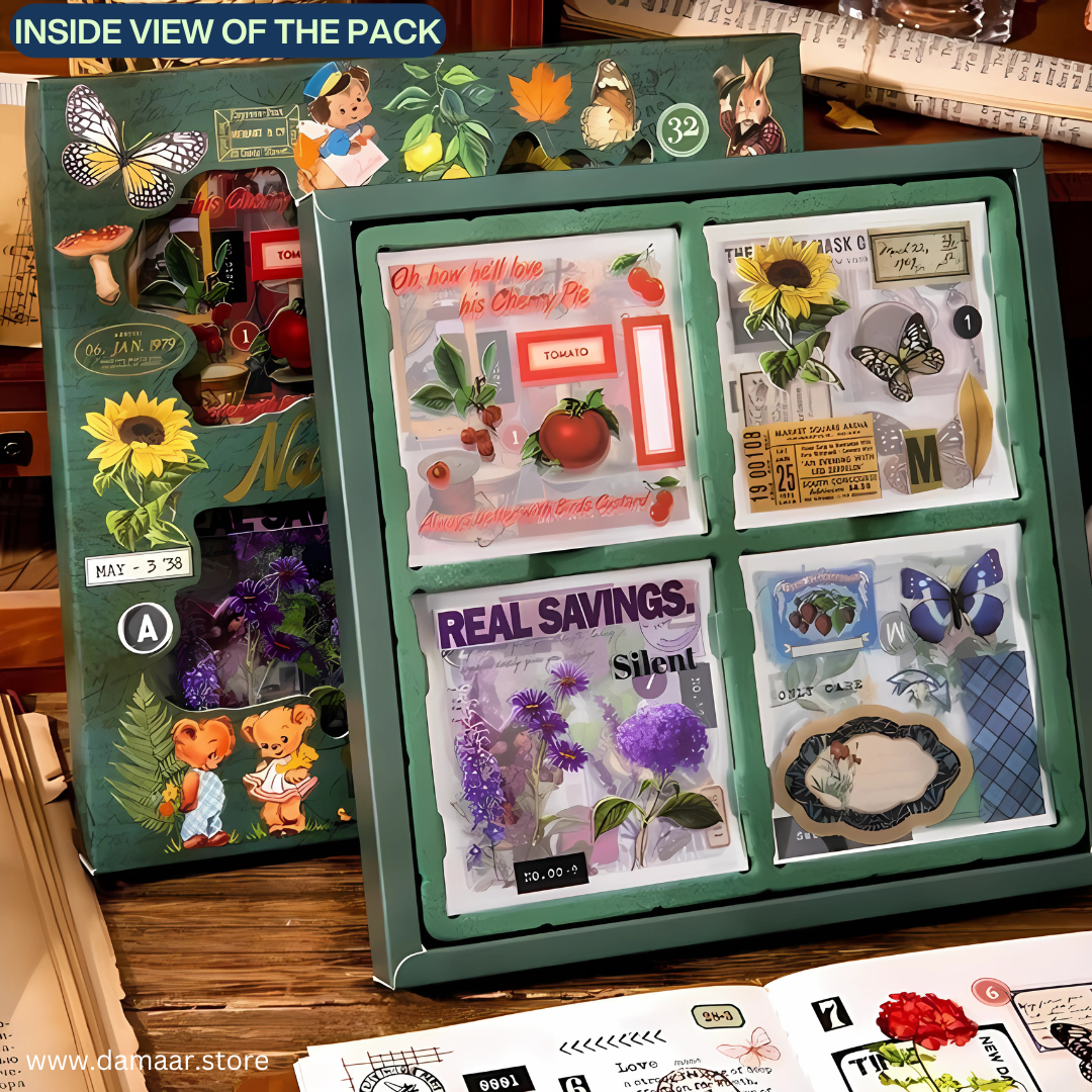 Vintage and Nature Style Sticker Collection | 100 sheets and 640 patterns