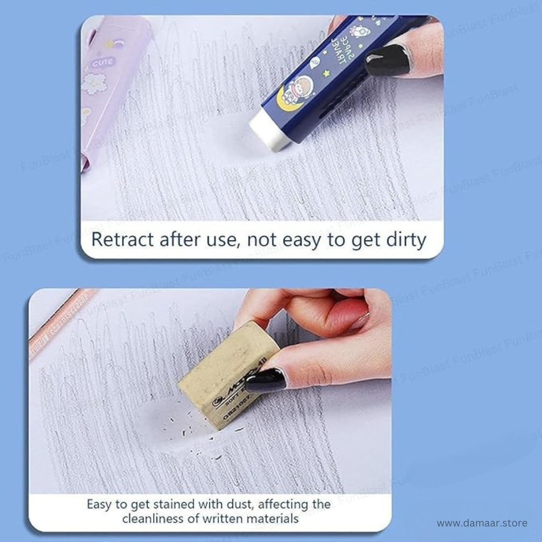 Cute Sliding Eraser | Push Pull Type | Pack of 2 Different Design