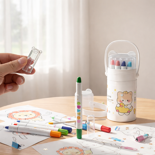 Silky Smooth Crayons | Beautiful Watercolour Effects | 12 vibrant colours | Convenient Portable Case with Handle