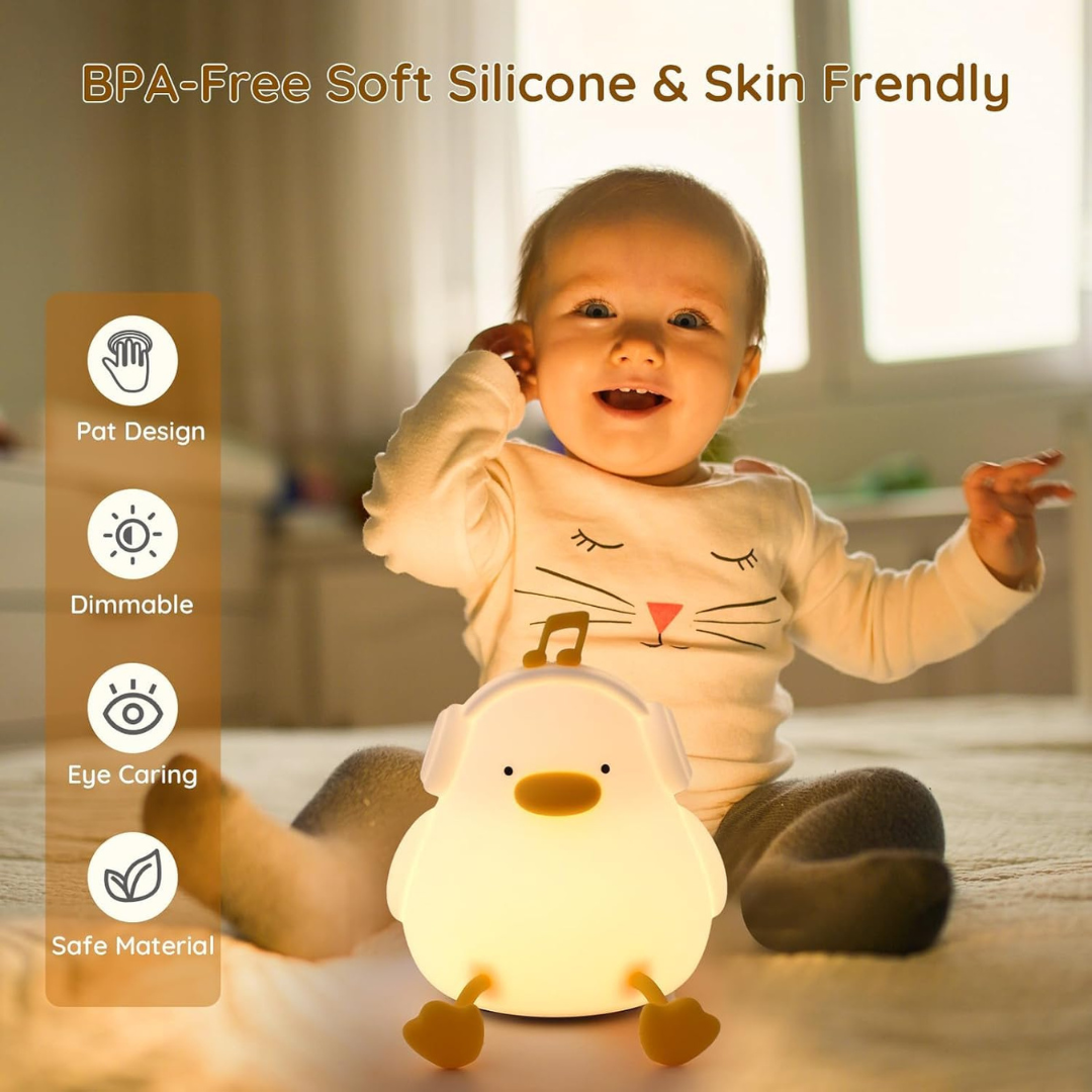 Glow Duck Lamp | Double The Fun | Night Lamp & Smartphone Holder | 3 Level Brightness | Soft & Cuddly Feel | USB-C Rechargeable