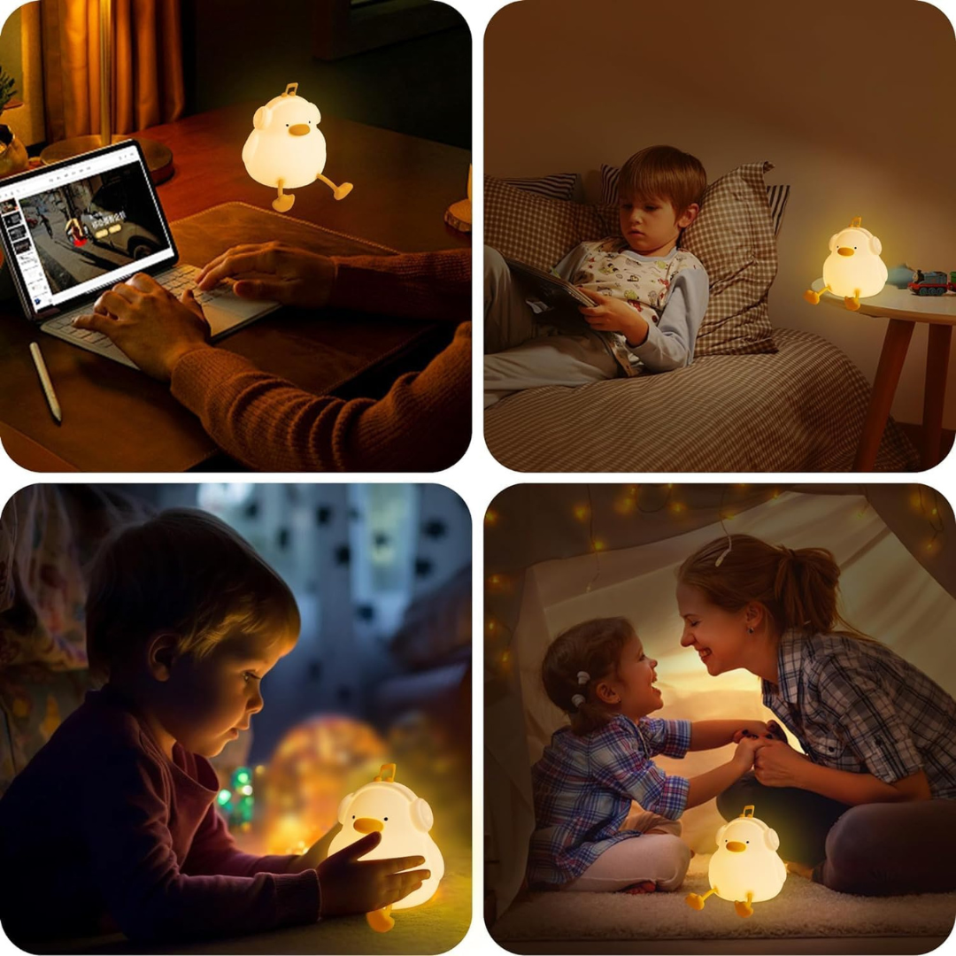 Glow Duck Lamp | Double The Fun | Night Lamp & Smartphone Holder | 3 Level Brightness | Soft & Cuddly Feel | USB-C Rechargeable