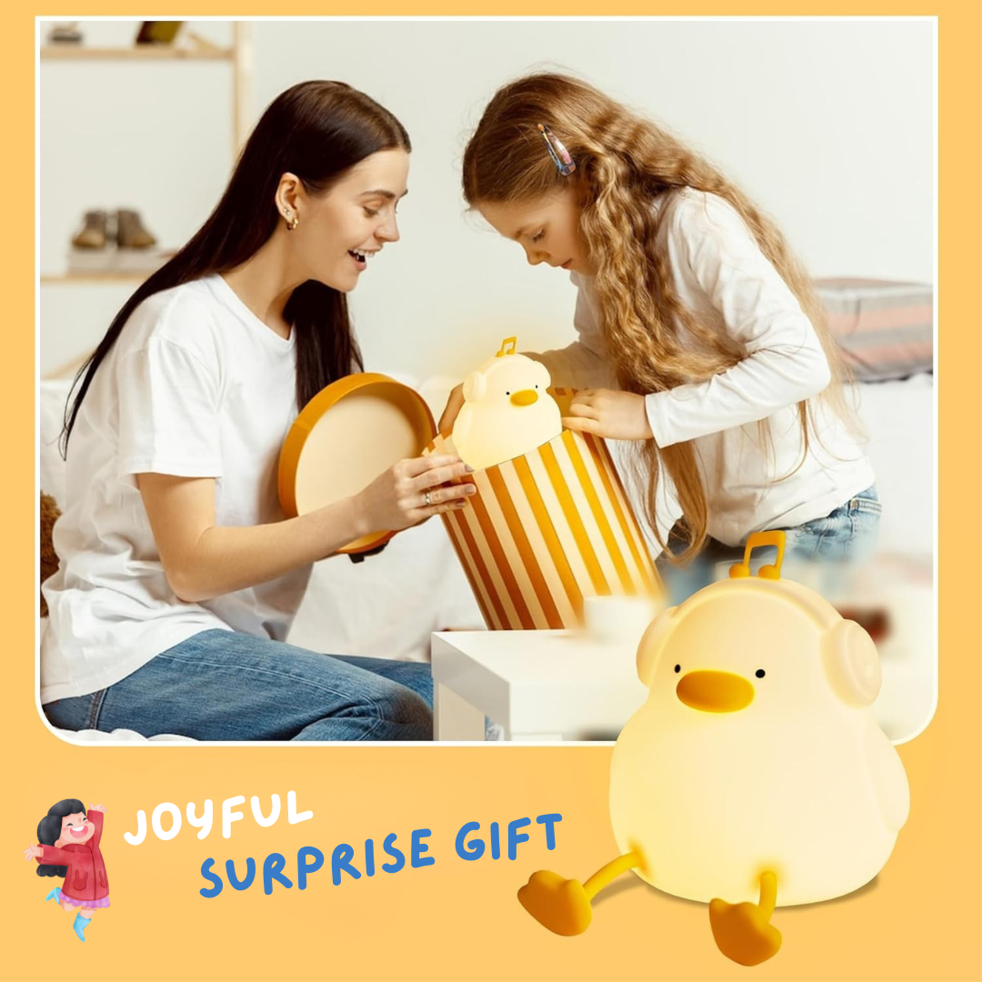 Glow Duck Lamp | Double The Fun | Night Lamp & Smartphone Holder | 3 Level Brightness | Soft & Cuddly Feel | USB-C Rechargeable