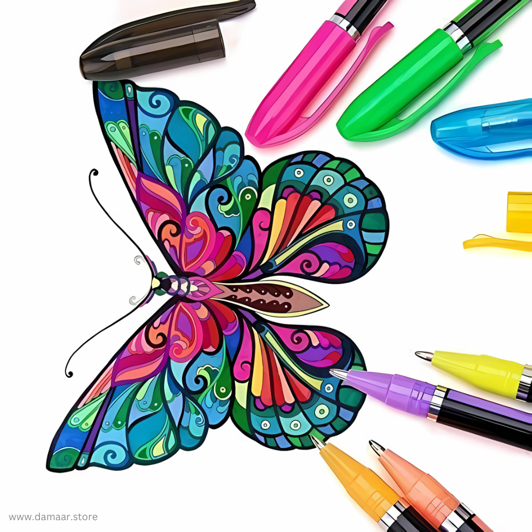 Neon Colour Pen | Shiny Glow Effect | Pack of 12 Colours | Art & Craft