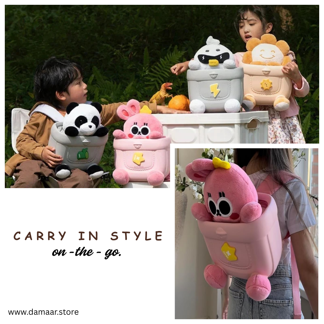 Muchi Mu Cute Backpack | Soft Touch | 2-in-1 Fun | Detachable Plush Doll | Ideal for Kids Aged 3 to 6 years