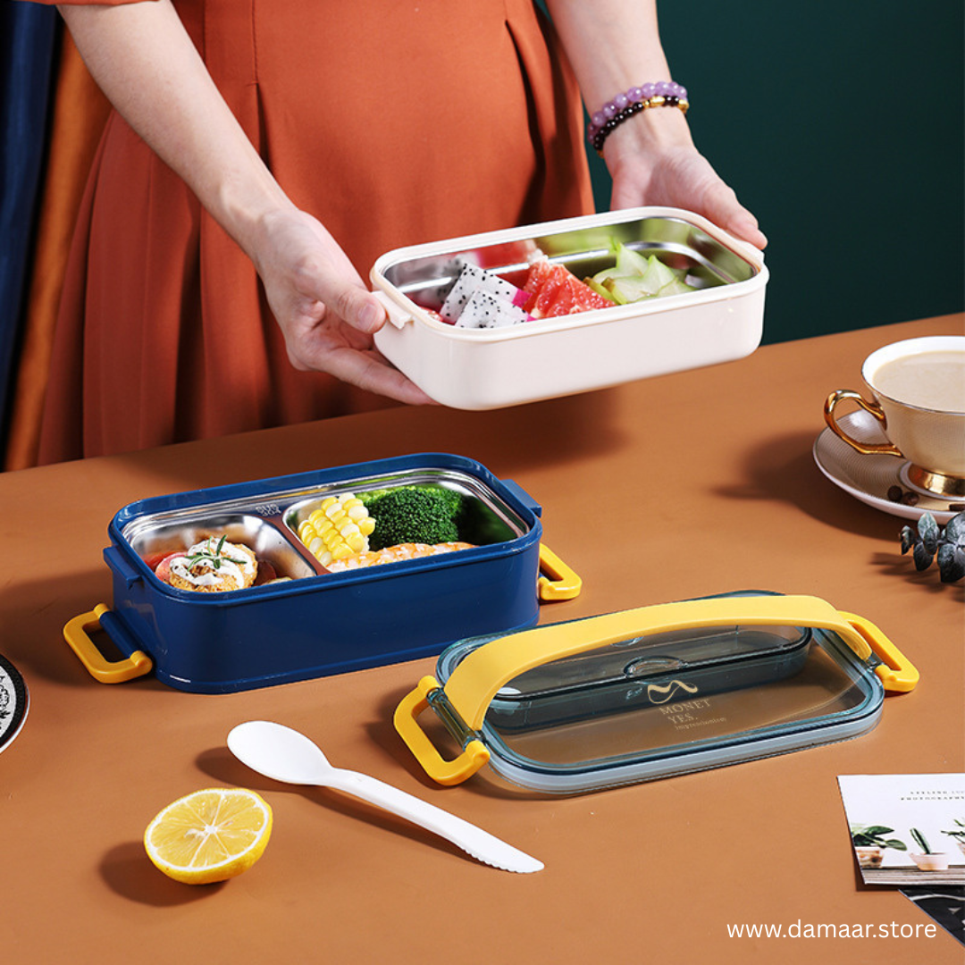 Double Delight Lunch Box | Premium Stainless Steel | Spacious | Easy Carry | Food Grade | Beautiful Colours