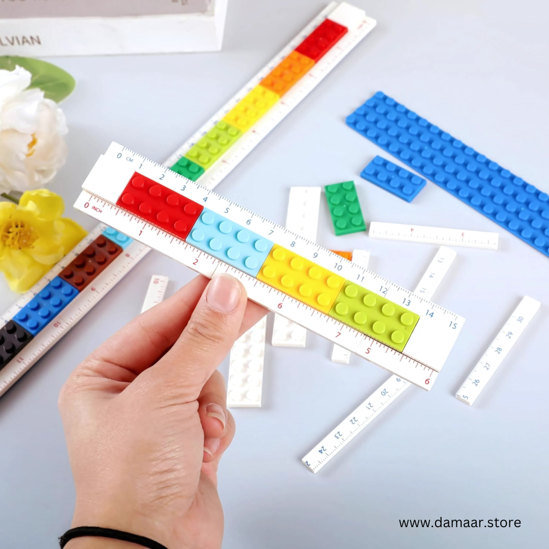 Lego DIY Ruler | 15 cm length | Educational Gift | Colourful Scale | Spark Imagination | Available in a set of 2