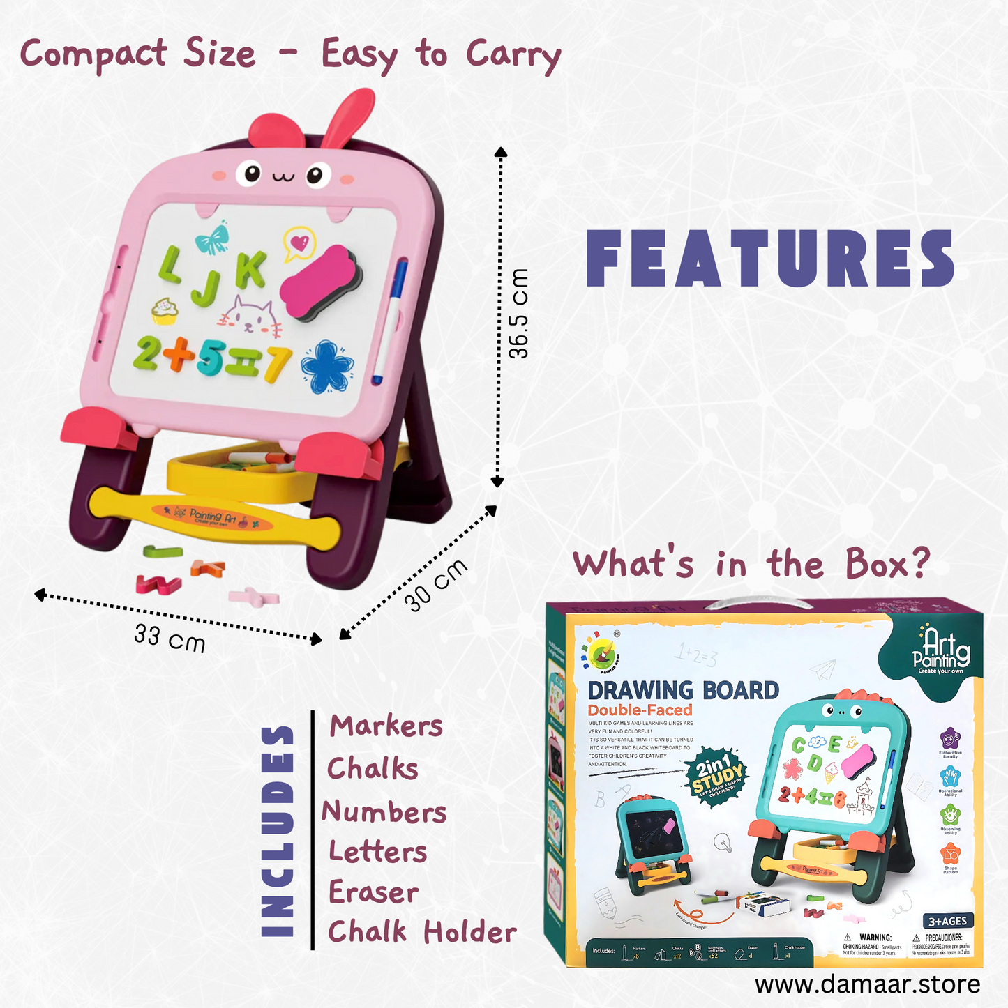 Interactive Double-Sided Drawing Board - 2 in 1 | Magnetic sheet | Child Development