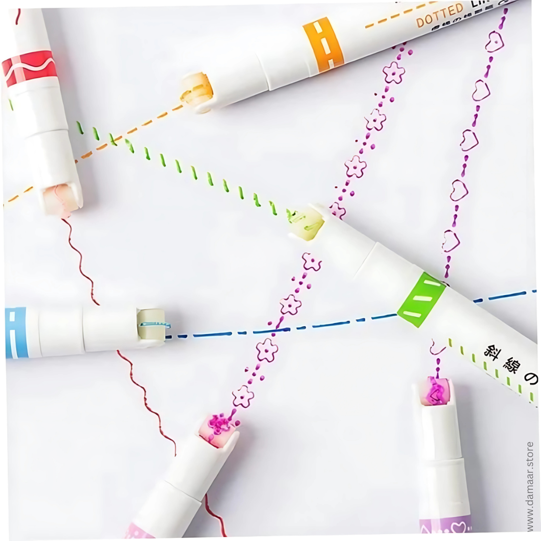 Multicolor Linear Roller Pen | 6 Styles - 6 Colours Pack