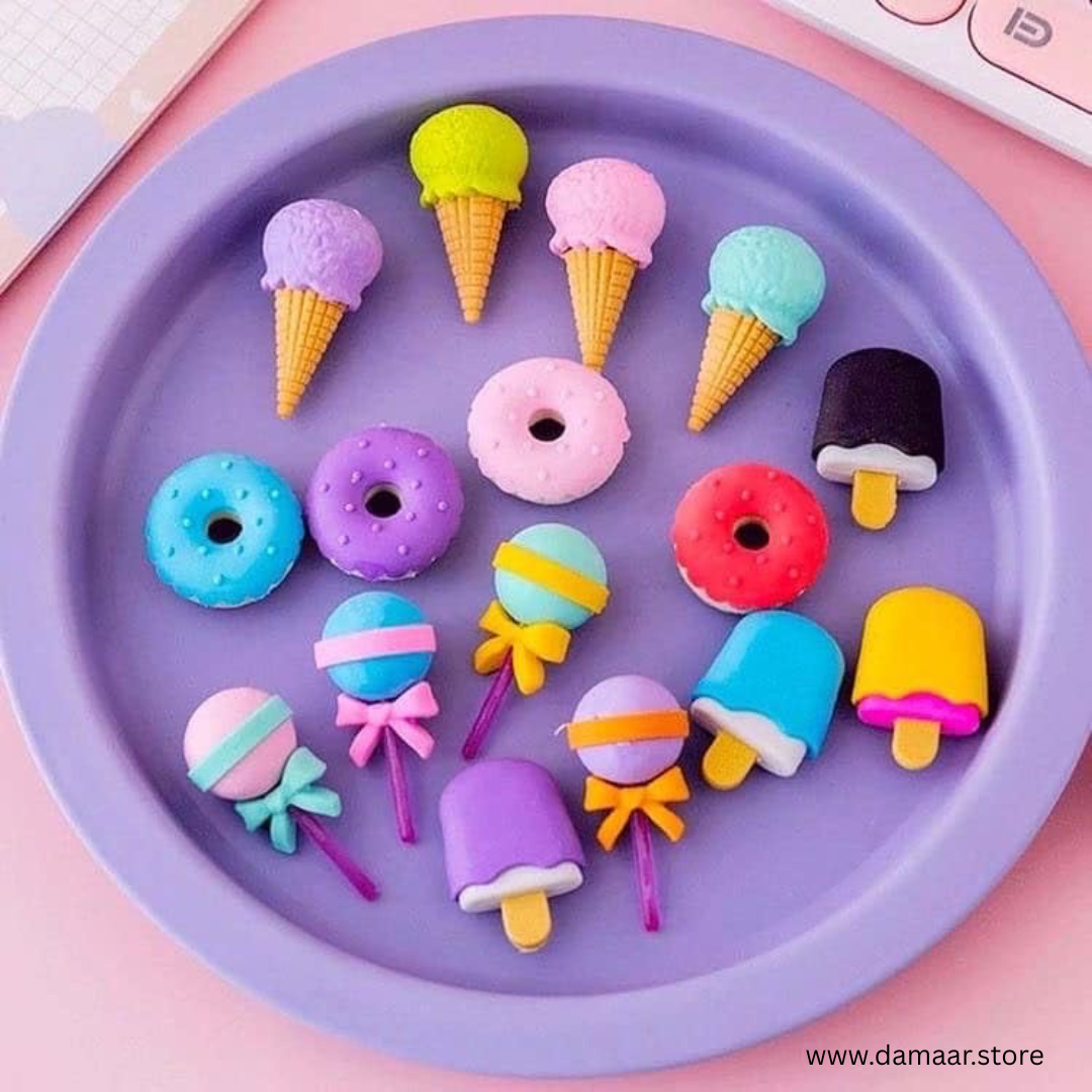 Ice Cream - Desert Erasers | Soft Eraser | Attractive Colours | Gift Pack | Set of 2 packs