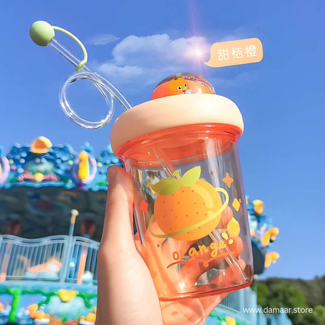 Spinning Bottle | Super Cute | 390 ML Capacity | Stylish Spiral Straw ๐ฅค