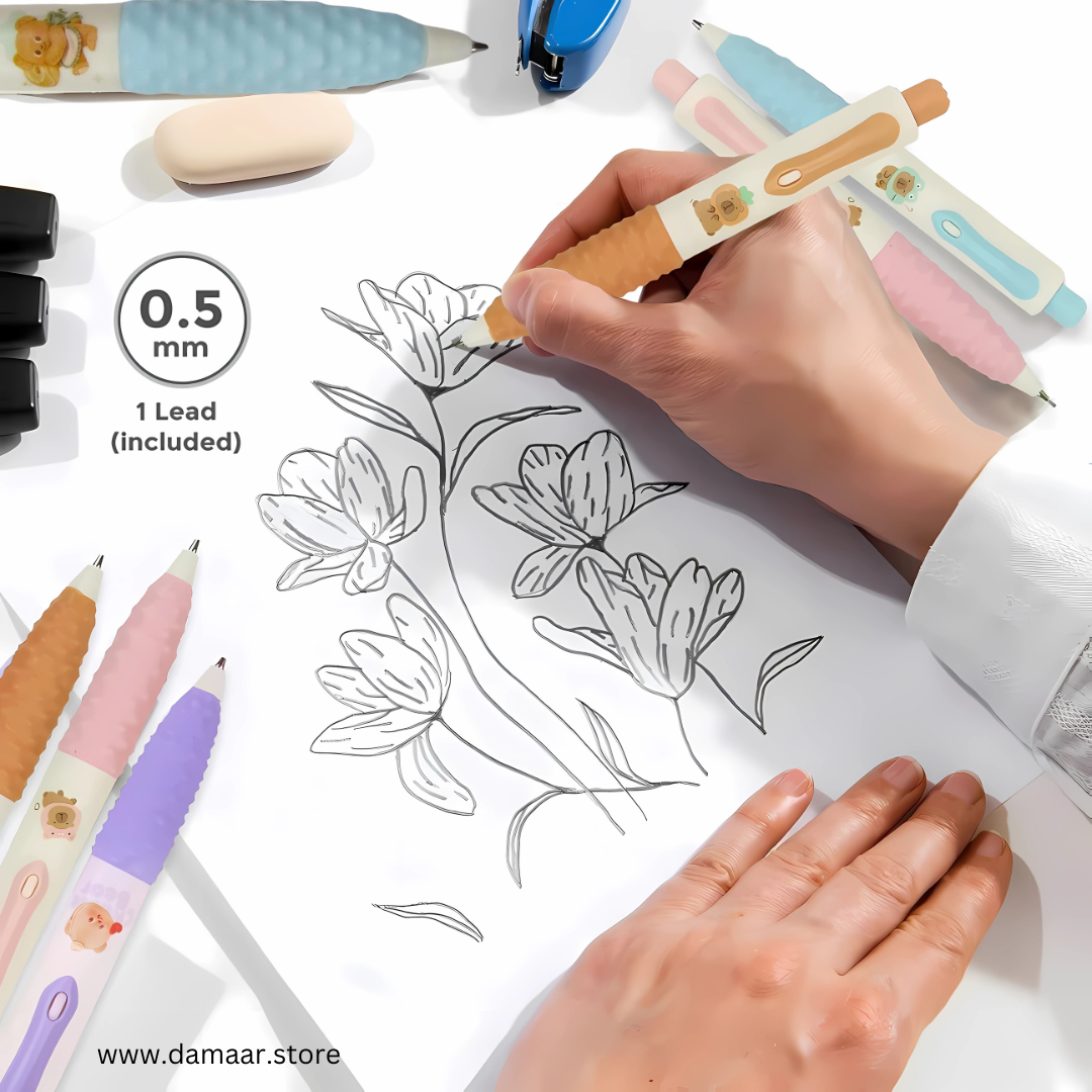 Cheese Bear Mechanical Pencil | Pack of 4 different colours | Smooth Writing