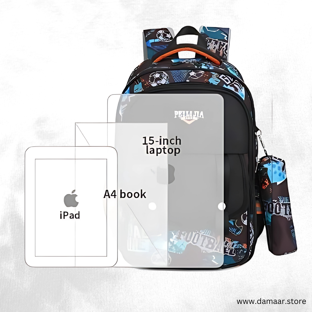 Shine Football Print Bag | Large Capacity | Soft Feel | Lightweight School Bag