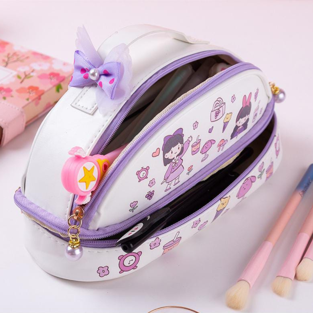 Pretty Pouch | Large Capacity | Cute Stationery Organiser | For Girls, Teens and Students