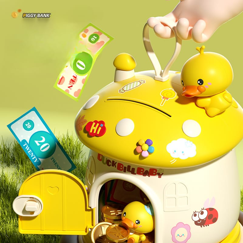 Kids Mushroom House Piggy Bank | Cute Coin Saving Box for Children | Money Saving Toy Gift for Boys & Girls