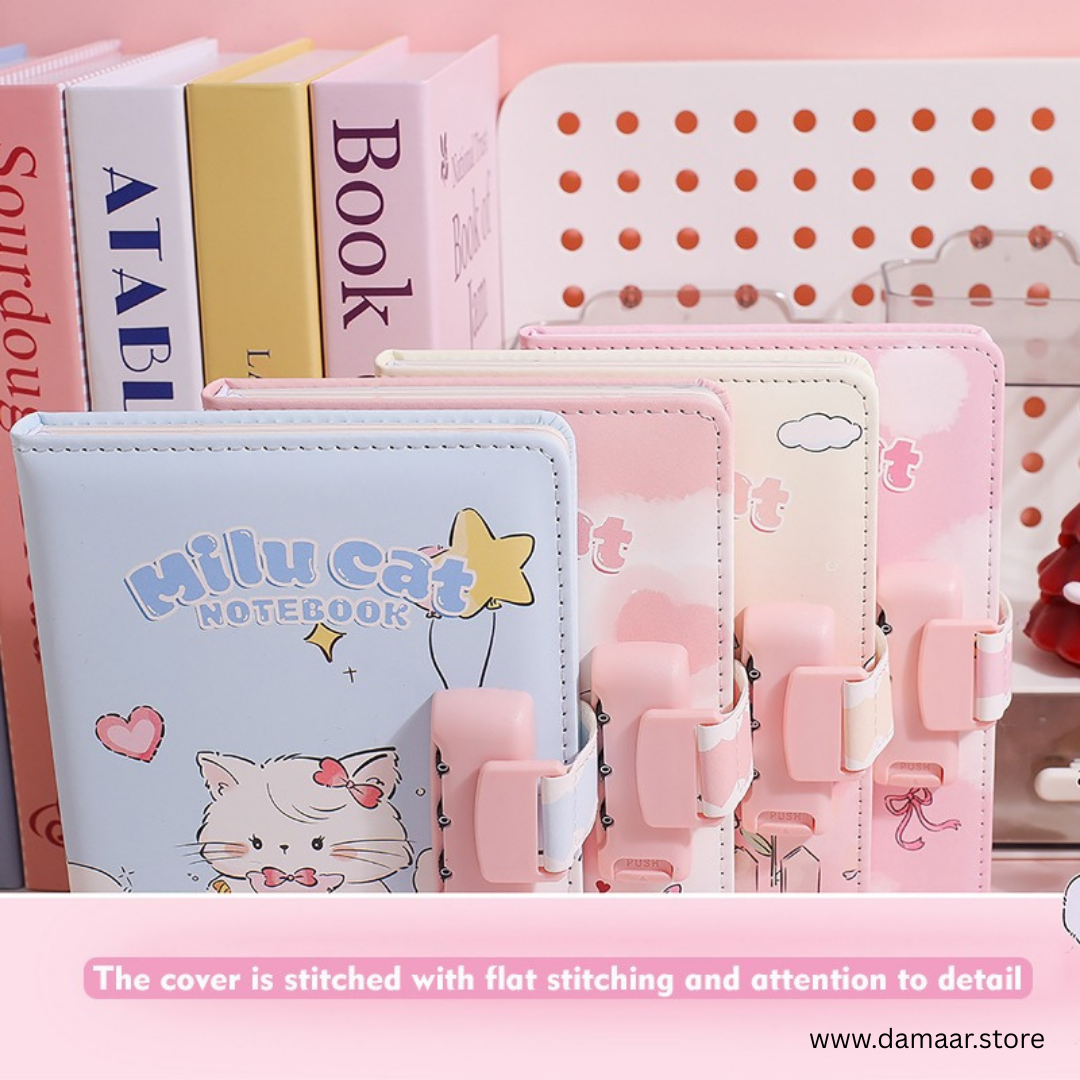 Cute Milu Notebook Diary | Password Lock | High Quality Smooth and Thick Paper | Beautifully Designed | Water Resistant