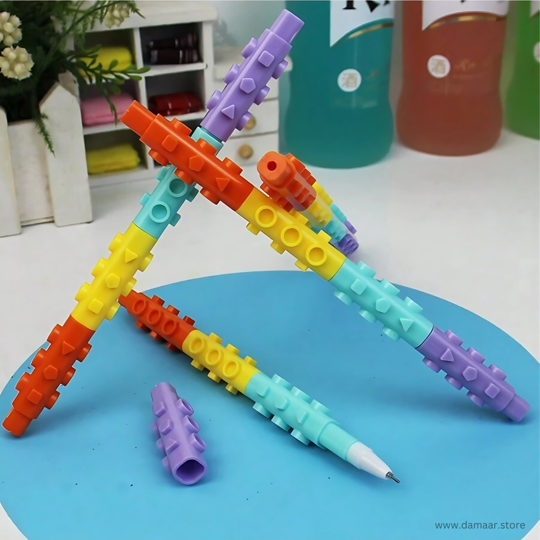 Puzzle Block Pen | Blue Ink | Gel Pen | Available in set of 4